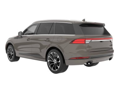 Arka planda izole edilmiş gerçekçi bir SUV arabası. 3d görüntüleme - illüstrasyon