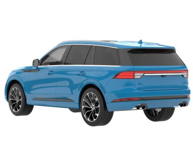 Arka planda izole edilmiş gerçekçi bir SUV arabası. 3d görüntüleme - illüstrasyon