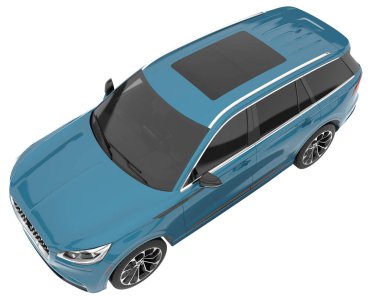 Arka planda izole edilmiş gerçekçi bir SUV arabası. 3d görüntüleme - illüstrasyon