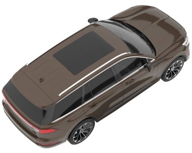 Arka planda izole edilmiş gerçekçi bir SUV arabası. 3d görüntüleme - illüstrasyon