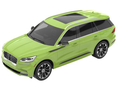 Arka planda izole edilmiş gerçekçi bir SUV arabası. 3d görüntüleme - illüstrasyon