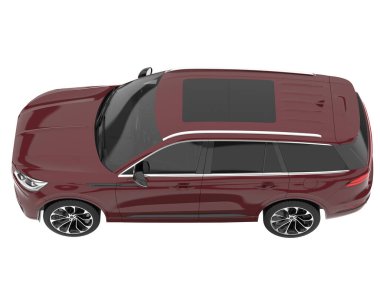 Arka planda izole edilmiş gerçekçi bir SUV arabası. 3d görüntüleme - illüstrasyon