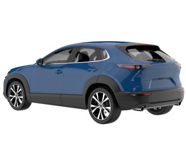Arka planda izole edilmiş gerçekçi bir SUV arabası. 3d görüntüleme - illüstrasyon