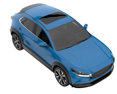 Arka planda izole edilmiş gerçekçi bir SUV arabası. 3d görüntüleme - illüstrasyon