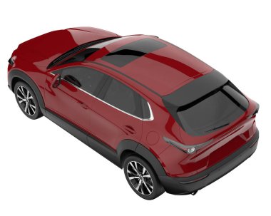 Arka planda izole edilmiş gerçekçi bir SUV arabası. 3d görüntüleme - illüstrasyon