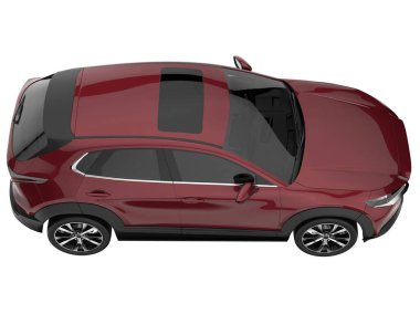Arka planda izole edilmiş gerçekçi bir SUV arabası. 3d görüntüleme - illüstrasyon