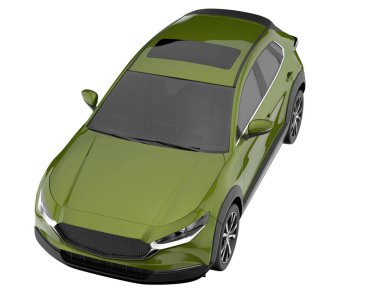 Arka planda izole edilmiş gerçekçi bir SUV arabası. 3d görüntüleme - illüstrasyon