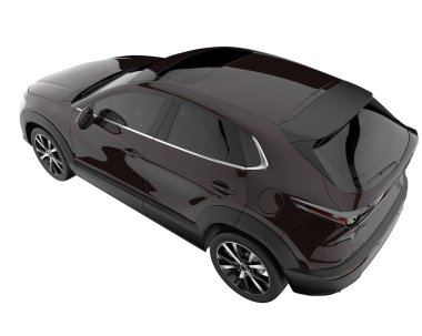 Arka planda izole edilmiş gerçekçi bir SUV arabası. 3d görüntüleme - illüstrasyon