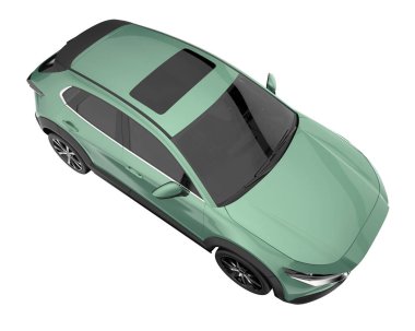 Arka planda izole edilmiş gerçekçi bir SUV arabası. 3d görüntüleme - illüstrasyon