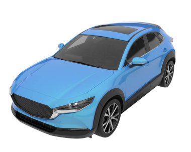 Arka planda izole edilmiş gerçekçi bir SUV arabası. 3d görüntüleme - illüstrasyon