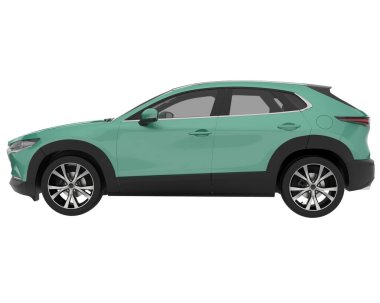 Arka planda izole edilmiş gerçekçi bir SUV arabası. 3d görüntüleme - illüstrasyon