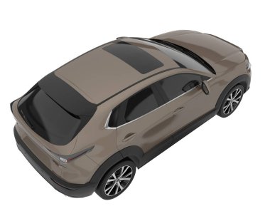 Arka planda izole edilmiş gerçekçi bir SUV arabası. 3d görüntüleme - illüstrasyon