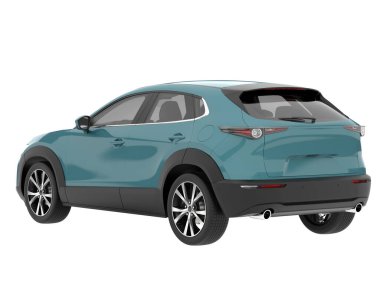 Arka planda izole edilmiş gerçekçi bir SUV arabası. 3d görüntüleme - illüstrasyon