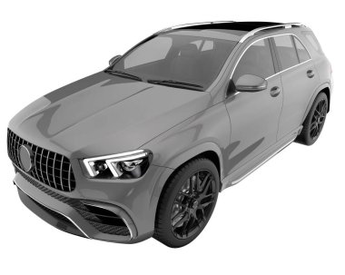 Realistic SUV isolated on background with mask. 3d rendering - illustration