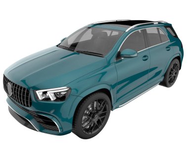 Realistic SUV isolated on background with mask. 3d rendering - illustration