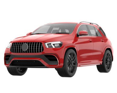 Realistic SUV isolated on background with mask. 3d rendering - illustration