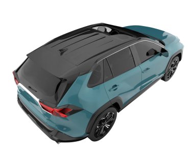 Realistic SUV isolated on background with mask. 3d rendering - illustration