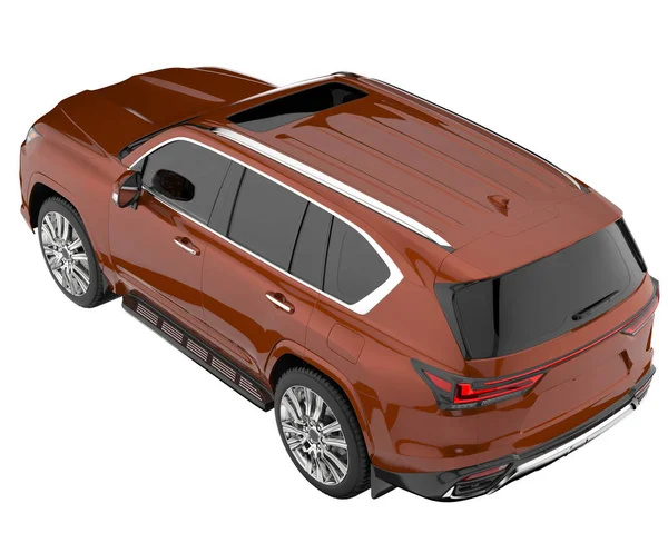 Arka planda izole edilmiş gerçekçi bir SUV arabası. 3d görüntüleme - illüstrasyon