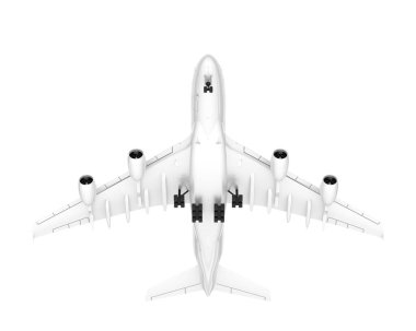 Beyaz arka planda izole edilmiş beyaz uçak. 3d görüntüleme - illüstrasyon