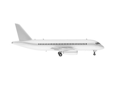 Beyaz arka planda izole edilmiş beyaz uçak. 3d görüntüleme - illüstrasyon