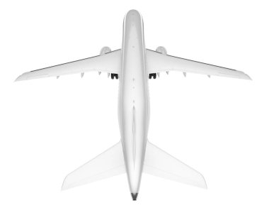 Beyaz arka planda izole edilmiş beyaz uçak. 3d görüntüleme - illüstrasyon