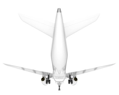 Beyaz arka planda izole edilmiş beyaz uçak. 3d görüntüleme - illüstrasyon