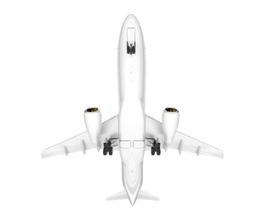 Beyaz arka planda izole edilmiş beyaz uçak. 3d görüntüleme - illüstrasyon
