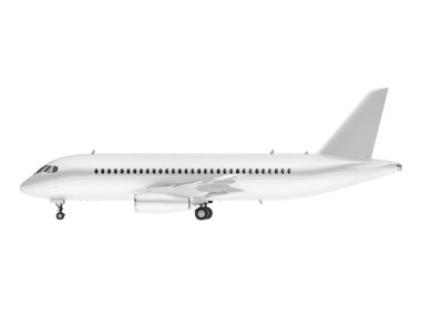 Beyaz arka planda izole edilmiş beyaz uçak. 3d görüntüleme - illüstrasyon