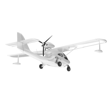 Beyaz arka planda izole edilmiş beyaz uçak. 3d görüntüleme - illüstrasyon