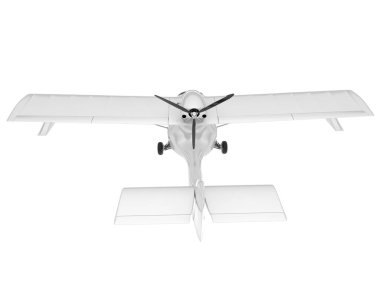 Beyaz arka planda izole edilmiş beyaz uçak. 3d görüntüleme - illüstrasyon