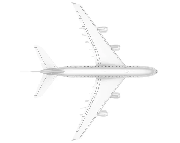 白色的飞机被白色的背景隔离 3D渲染 — 图库照片