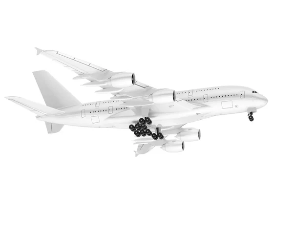 Aviones Blancos Aislados Sobre Fondo Blanco Representación Ilustración —  Fotos de Stock