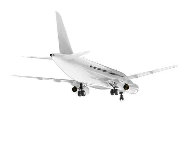 Aviões Brancos Isolados Fundo Branco Renderização Ilustração — Fotografia de Stock
