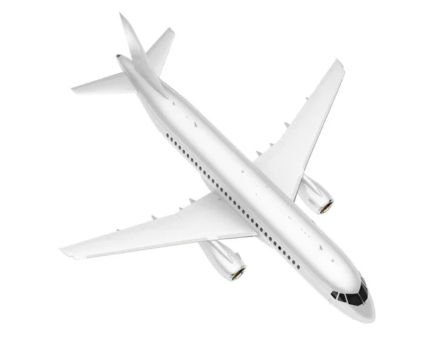 白い背景に隔離された白い航空機 3Dレンダリング イラスト — ストック写真