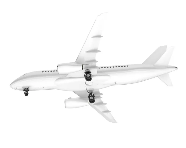 白い背景に隔離された白い航空機 3Dレンダリング イラスト — ストック写真