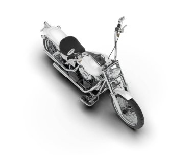 Beyaz arka planda beyaz motosiklet izole edilmiş. 3d görüntüleme - illüstrasyon