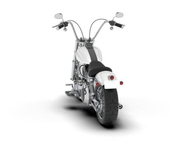 Beyaz arka planda beyaz motosiklet izole edilmiş. 3d görüntüleme - illüstrasyon