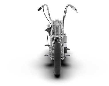 Beyaz arka planda beyaz motosiklet izole edilmiş. 3d görüntüleme - illüstrasyon