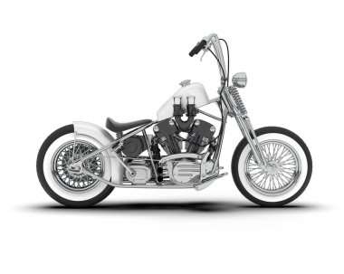 White motorcycle isolated on white background. 3d rendering - illustration clipart