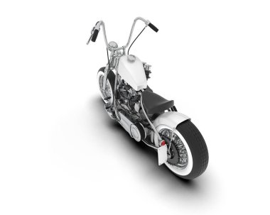Beyaz arka planda beyaz motosiklet izole edilmiş. 3d görüntüleme - illüstrasyon