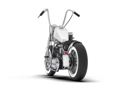 White motorcycle isolated on white background. 3d rendering - illustration clipart