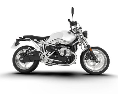 White motorcycle isolated on white background. 3d rendering - illustration clipart