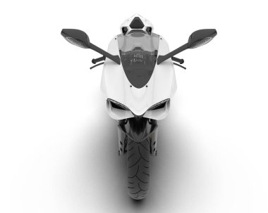 Beyaz arka planda beyaz motosiklet izole edilmiş. 3d görüntüleme - illüstrasyon