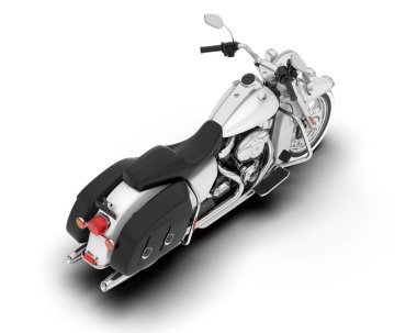 Beyaz arka planda beyaz motosiklet izole edilmiş. 3d görüntüleme - illüstrasyon