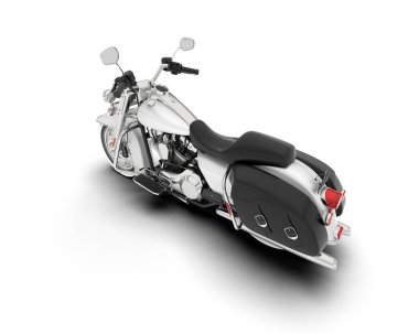 Beyaz arka planda beyaz motosiklet izole edilmiş. 3d görüntüleme - illüstrasyon