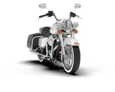 White motorcycle isolated on white background. 3d rendering - illustration clipart