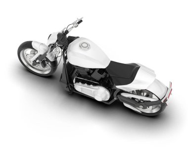 Beyaz arka planda beyaz motosiklet izole edilmiş. 3d görüntüleme - illüstrasyon