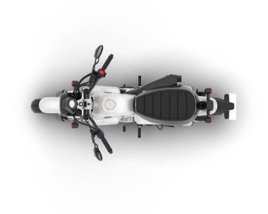 Beyaz arka planda beyaz motosiklet izole edilmiş. 3d görüntüleme - illüstrasyon