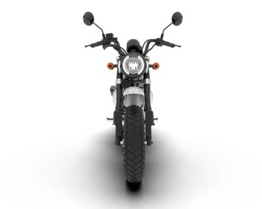 Beyaz arka planda beyaz motosiklet izole edilmiş. 3d görüntüleme - illüstrasyon