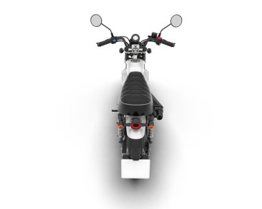 Beyaz arka planda beyaz motosiklet izole edilmiş. 3d görüntüleme - illüstrasyon